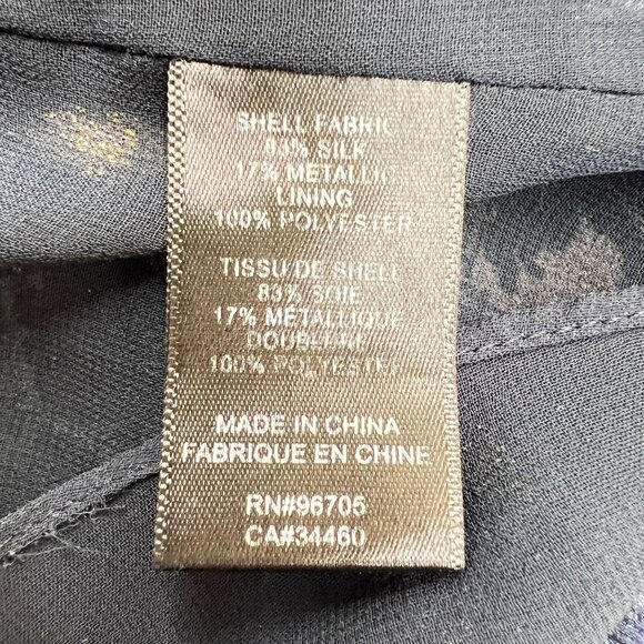 Rebecca Taylor Silk Floral Metallic Double Ruffle One-Shoulder Blue Top Size 6 - Picture 5 of 16